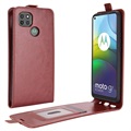 Motorola Moto G9 Power Vertical Flip Case with Card Holder - Brown