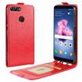 Huawei P Smart Vertical Flip Case with Card Slot - Red