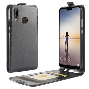 Huawei P20 Lite Vertical Flip Case with Card Slot - Black