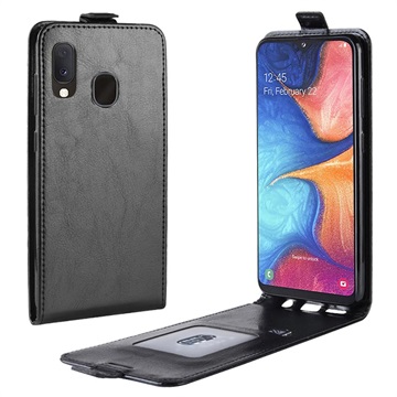 Samsung Galaxy A20e Vertical Flip Case with Card Slot - Black