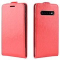 Samsung Galaxy S10 5G Vertical Flip Case with Card Holder - Red