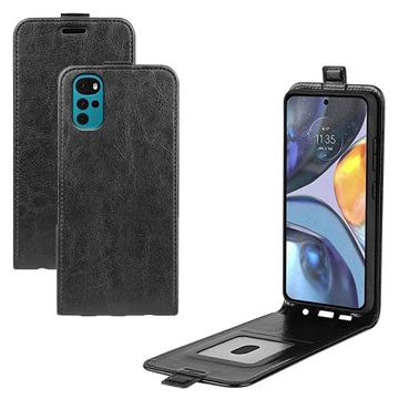 Motorola Moto G22 Vertical Flip Case with Card Holder - Black