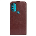 Motorola Moto G71 5G Vertical Flip Case with Card Holder - Brown
