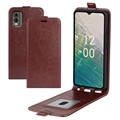 Nokia C32 Vertical Flip Case with Card Slot - Brown