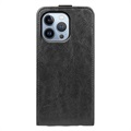 iPhone 14 Pro Max Vertical Flip Case with Card Holder - Black