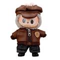 Vintage Aviator Style Outfit Set for Labubu Doll 17cm - 5 Pcs. - Coffee