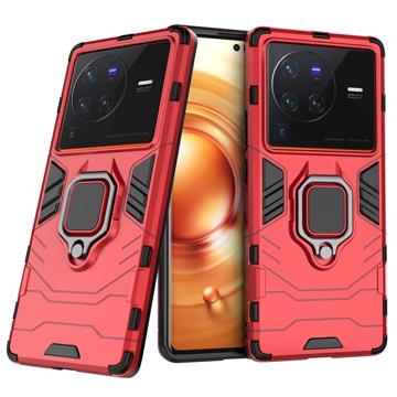 Vivo X80 Pro Hybrid Case with Ring Holder - Red