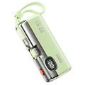 Wekome G12X 5000mAh Power Bank with LED Display, USB-C and Lightning Cables - 22.5W - Green