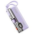 Wekome G12X 5000mAh Power Bank with LED Display, USB-C and Lightning Cables - 22.5W - Purple