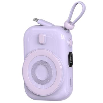 WIWU Wi-P041 Small Snail Magnetic Wireless Power Bank w. USB-C Cable - 15W/9600mAh - Purple
