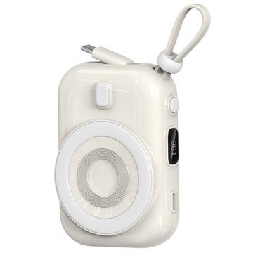 WIWU Wi-P041 Small Snail Magnetic Wireless Power Bank w. USB-C Cable - 15W/9600mAh - White