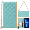 iPhone 13 Wallet Case with Makeup Mirror - Cyan