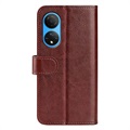 Honor X7 Wallet Case with Magnetic Closure - Brown
