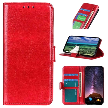 iPhone 15 Pro Max Wallet Case with Magnetic Closure - Red