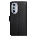 Motorola Edge 30 Pro Wallet Leather Case with Kickstand - Black