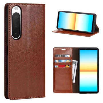 Sony Xperia 10 IV Wallet Leather Case with Kickstand - Brown