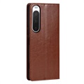 Sony Xperia 10 IV Wallet Leather Case with Kickstand - Brown