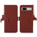 Google Pixel 7a Wallet Leather Case with RFID - Brown