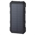 Water Resistant Solar Power Bank/Wireless Charger - 20000mAh - Black