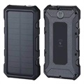 Water Resistant Solar Power Bank/Wireless Charger - 20000mAh - Black