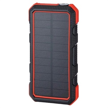Water Resistant Solar Power Bank/Wireless Charger - 20000mAh - Red