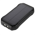 Water Resistant Solar Power Bank/Wireless Charger - 20000mAh - Black
