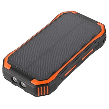 Water-Resistant Solar Power Bank with Wireless Charger - 30000mAh - Orange