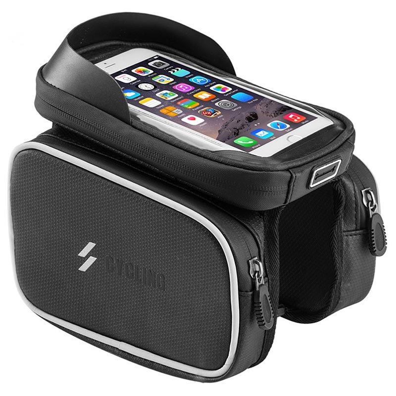 Waterproof Bicycle Bag with Detachable Smartphone Pouch SZ009 Black