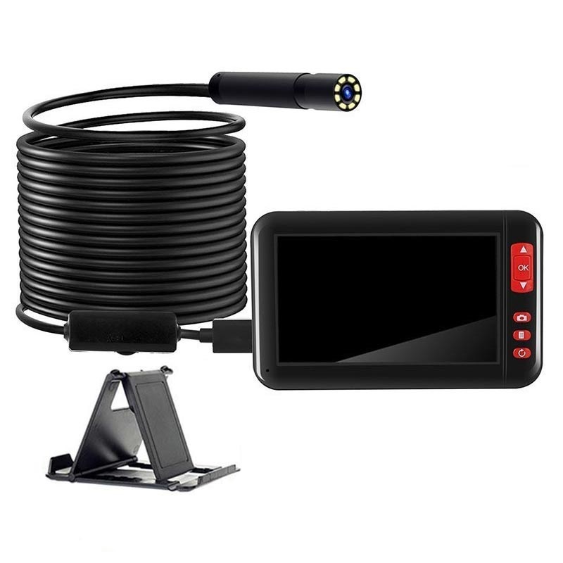 Waterproof HD Endoscope Camera with LCD Display & Holder 10m