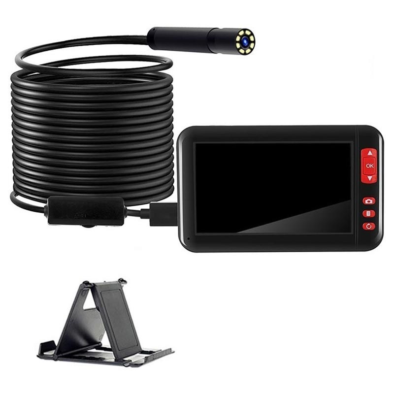 HD Pipe Endoscope Ip67 Waterproof Hand Held Camera Bright LED Light Inspection Camera Wireless Borescope with Screen Endoscope for Electrical Appliances Behind Observing Vents Drains 