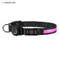Waterproof LED Dog Collar with Apple AirTag 1/2 Holder - Large 38-60cm - Pink