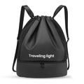 Waterproof Swim Backpack with Dry-Wet Separation for Beach - Black