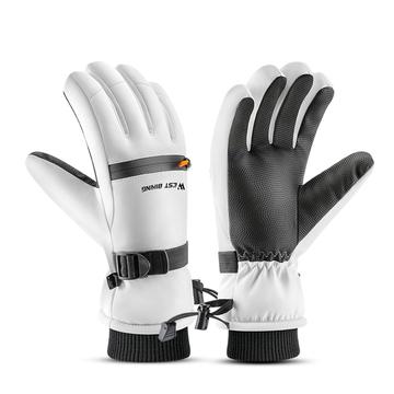 West Biking YP0211271 Waterproof Ski Gloves with Touch Support - XL - White