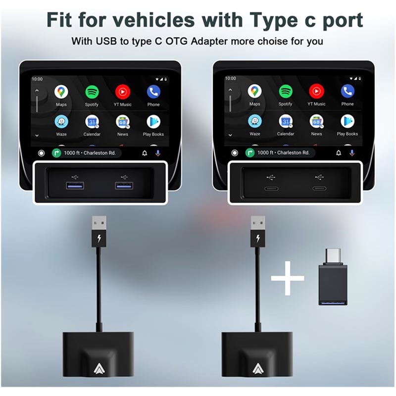 Wireless Android Auto & Wireless CarPlay Adapter for vehicles with Fac