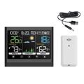 Wireless Weather Station with Color Touch Screen and Alarm Clock - Black