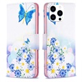 Wonder Series iPhone 14 Pro Wallet Case - Blue Butterfly