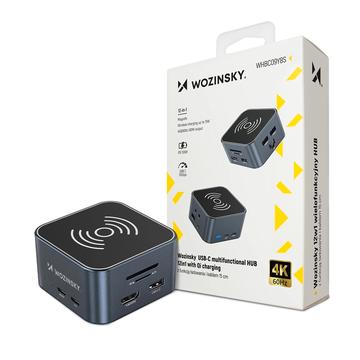 Wozinsky WHBC09Y8S Multifunctional 12-in-1 USB-C Hub with 15W Wireless Charging - Grey
