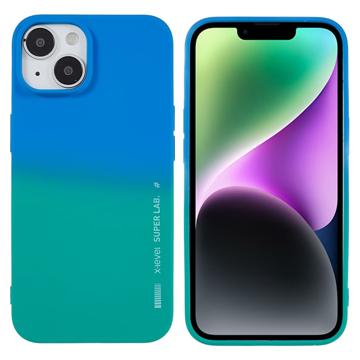 X-Level Rainbow iPhone 14 Plus TPU Case - Green / Blue