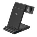 X1 3-in-1 Folding Wireless Charger for iPhone / iWatch / AirPods Portable Fast Charging Stand - Black