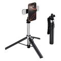 X2 Bluetooth Selfie Stick Tripod with Remote and Dual Fill Lights - Black