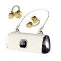 X22 Clip-On Wireless Earphones with Stylish Charging Case - Beige