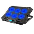 X6A 7-Gear Height Laptop Cooling Pad 6-Fan Radiator Notebook Cooler Stand with Display Screen - Blue Light