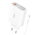 XO L110 4-Port Wall Charger with USB-C Cable - 18W - White
