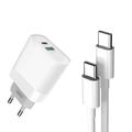 XO L64 20W Wall Charger with USB-C Cable - PD, QC 3.0 - White