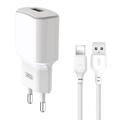 XO L73EU Travel Charger with Lightning Cable - 2.4A - White