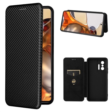 Xiaomi 11T/11T Pro Flip Case - Carbon Fiber - Black