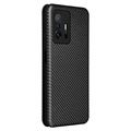 Xiaomi 11T/11T Pro Flip Case - Carbon Fiber - Black