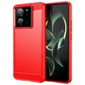 Xiaomi 13T/13T Pro Brushed TPU Case - Carbon Fiber - Red