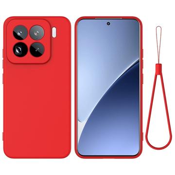 Xiaomi 15 Pro Liquid Silicone Case with Hand Strap - Red
