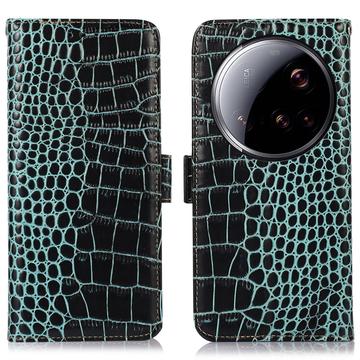 Xiaomi 15 Ultra Crocodile Series Wallet Leather Case with RFID - Green
